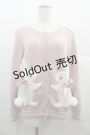 画像: PINK HOUSE / スイーツスプリングバニーモチーフ付きニットカーディガン  ピンク I-25-06-25-034-LO-TO-HD-ZI