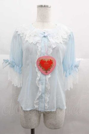 画像: BABY,THE STARS SHINE BRIGHT / シフォン５分袖ブラウス  サックス I-25-06-29-001-BA-BL-HD-ZI