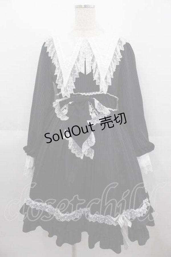 画像1: BABY,THE STARS SHINE BRIGHT / Little Kitten Luluna ストライプワンピース  黒Ｘ白 I-25-06-29-049-BA-OP-HD-ZI (1)