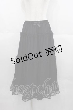画像: m petit by misako / サテンキリカエペチスカート Ｍ 黒 I-25-06-29-070-LO-SK-HD-ZI