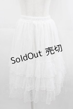 画像: ATELIER PIERROT / Ruffle Chiffon Skirt-Lace-  白 I-25-06-29-077-EL-SK-HD-ZI