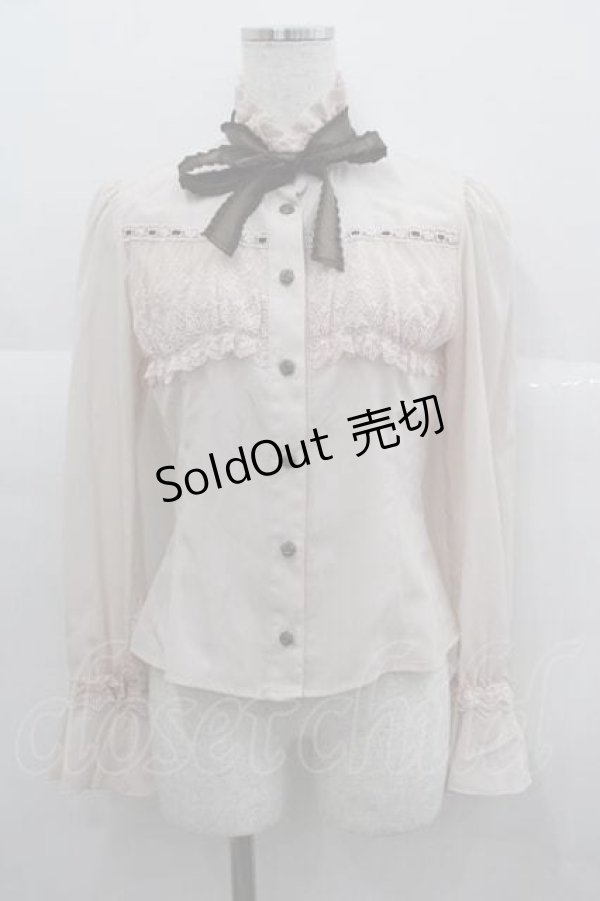 画像1: Innocent World / フロントレーススタンドカラーブラウス S ピンク I-25-06-29-016-IW-BL-HD-ZI (1)