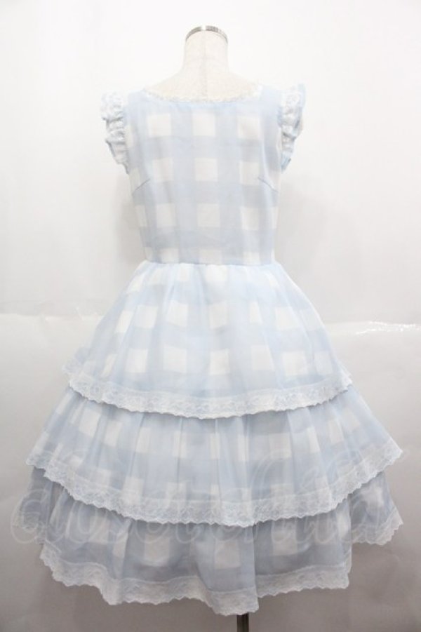 画像2: mellfy memory / Fairy love Gingham check ワンピース  サックス I-25-07-06-057-LO-OP-HD-ZI (2)