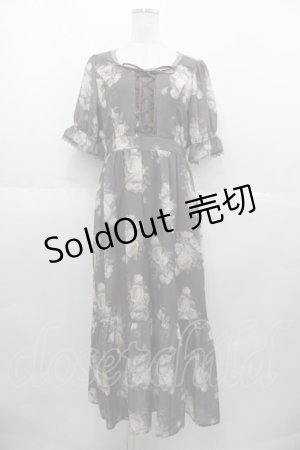 画像: axes femme / ミルフィーユローズ柄ワンピース  ブラウン I-25-07-06-073-AX-OP-HD-ZI