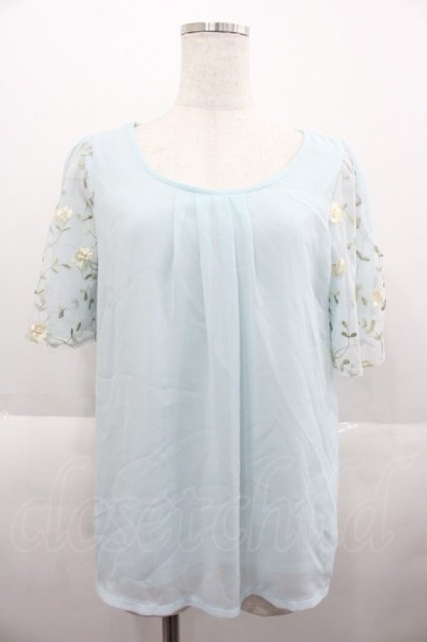 画像1: axes femme / 袖刺繍フレアプルオーバー M サックス I-25-07-06-010-AX-TO-HD-ZI (1)