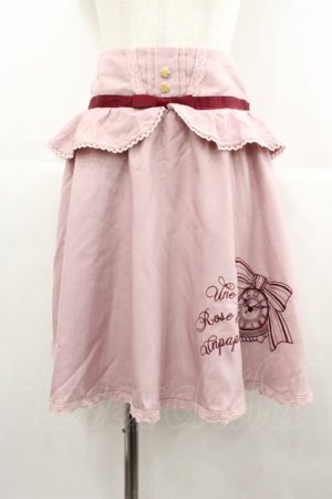 画像: axes femme / リボン時計刺繍スカート  ピンクＸボルドー I-25-07-06-096-AX-SK-HD-ZI
