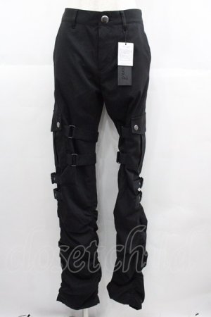 画像: CavariA / ベルテッドボンテージカーゴパンツ  黒 I-25-07-06-110-PU-PA-HD-ZI