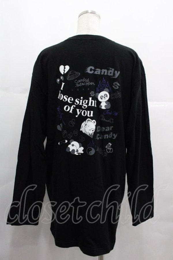 画像2: Candy Stripper / I lose sight of youカットソー  黒ｘ白 I-25-07-09-046-PU-TO-HD-ZI (2)