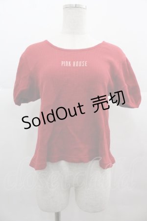 画像: PINK HOUSE / ロゴ刺繍半袖トップス  赤 I-25-07-09-054-LO-TO-HD-ZI