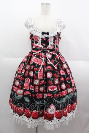 画像: Angelic Pretty / Cherry Jam Labelジャンパースカート  黒 I-25-07-09-063-AP-OP-HD-ZI