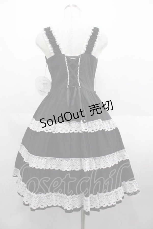 画像2: BABY,THE STARS SHINE BRIGHT / ミルフィーユジャンパースカート  黒Ｘ白 I-25-07-09-068-BA-OP-HD-ZI (2)