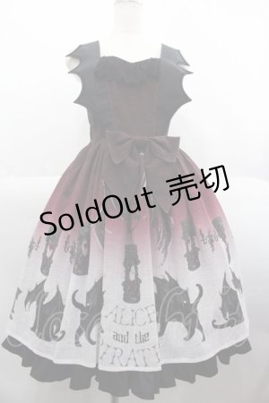 画像: ALICE and the PIRATES / 悪魔猫と終末の砂時計柄ジャンパースカートI  ボルドー I-25-07-09-072-PA-OP-HD-ZI