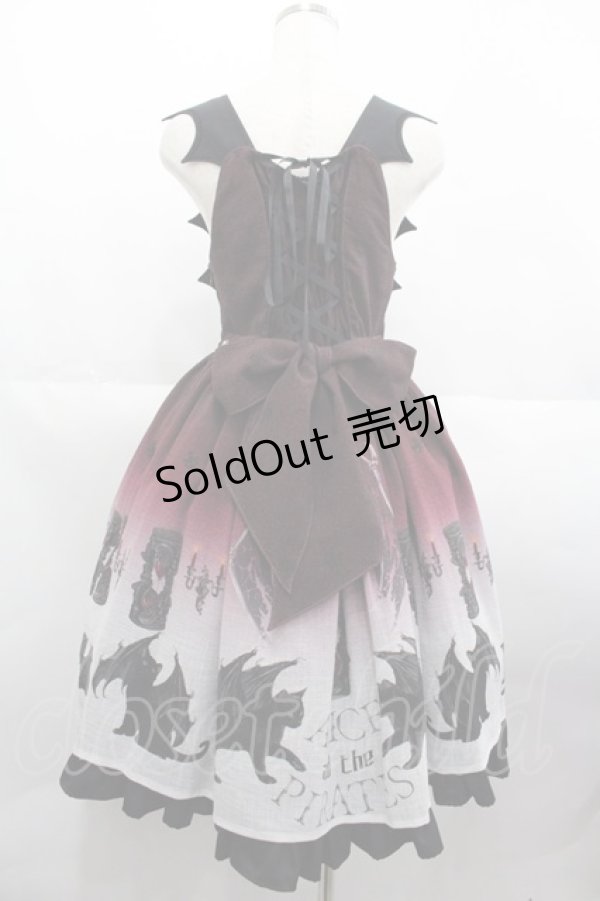 画像2: ALICE and the PIRATES / 悪魔猫と終末の砂時計柄ジャンパースカートI  ボルドー I-25-07-09-072-PA-OP-HD-ZI (2)