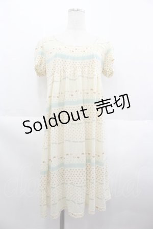 画像: Franche Lippee / ねこ柄半袖カットワンピース  アイボリー I-25-07-09-079-LO-OP-HD-ZI