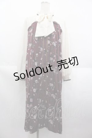 画像: axes femme / ビスチェ切替Aライン花柄ワンピース  アイボリーＸボルドー I-25-07-09-089-AX-OP-HD-ZI