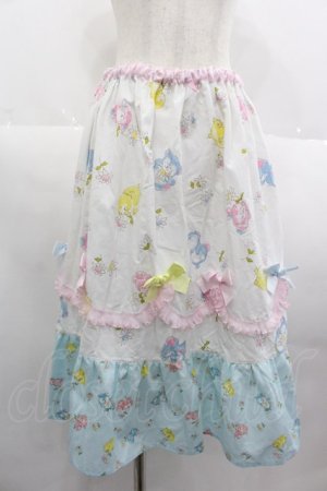 画像: Nile Perch / くまひよこリボンスカート  白Ｘ青Ｘピンク I-25-07-09-096-LO-SK-HD-ZI