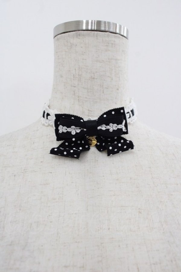 画像1: Angelic Pretty / Sweet Dotリボンチョーカー  黒Ｘ白 I-25-07-09-117-AP-AC-HD-ZI (1)