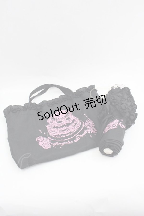 画像1: Angelic Pretty / オリジナルメモリアルケーキ折りたたみ傘  黒ｘピンク I-25-07-09-124-AP-ZA-HD-ZI (1)