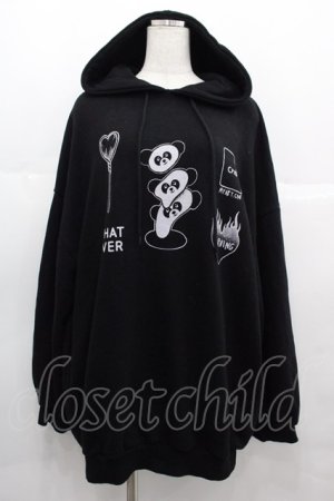 画像: Candy Stripper / WHATEVER HOODIE  黒Ｘ白 I-25-07-09-043-PU-TO-HD-ZI