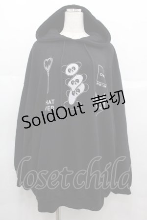 画像: Candy Stripper / WHATEVER HOODIE  黒Ｘ白 I-25-07-09-043-PU-TO-HD-ZI