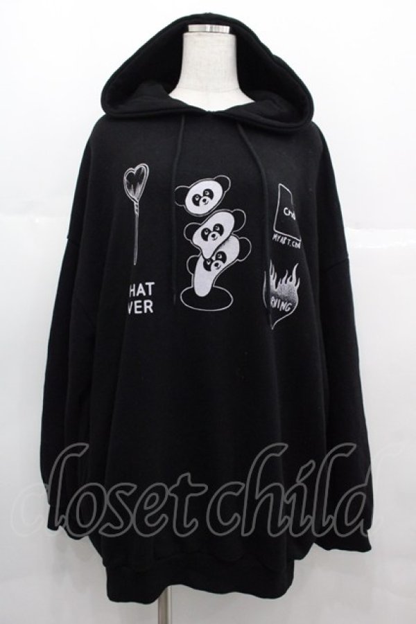Candy Stripper / WHATEVER HOODIE 黒X白 I-25-07-09-043-PU-TO