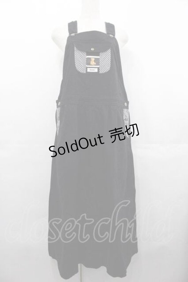 画像1: PINK HOUSE / ギンガムチェック使いサロペットスカート  黒 I-25-07-16-077-LO-OP-HD-ZS (1)