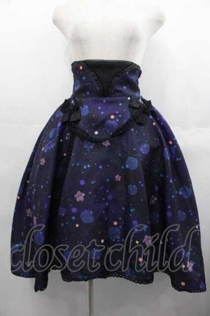 画像: gouk 雅 / 花焔の星空柄フィッシュテールスカート  黒Ｘ紫 I-25-07-16-092-EL-SK-HD-ZI