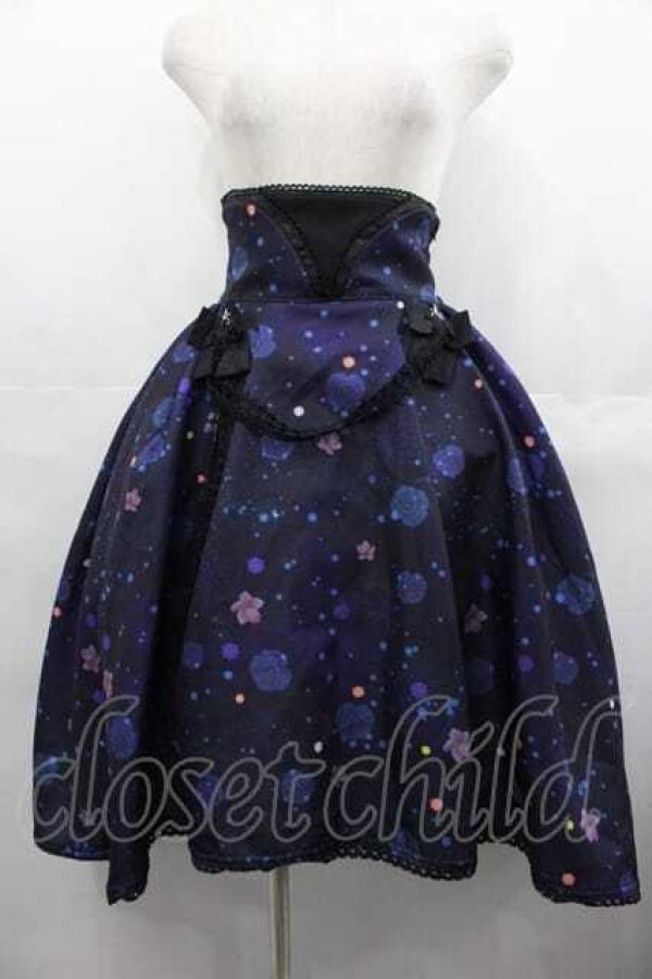 画像1: gouk 雅 / 花焔の星空柄フィッシュテールスカート  黒Ｘ紫 I-25-07-16-092-EL-SK-HD-ZI (1)