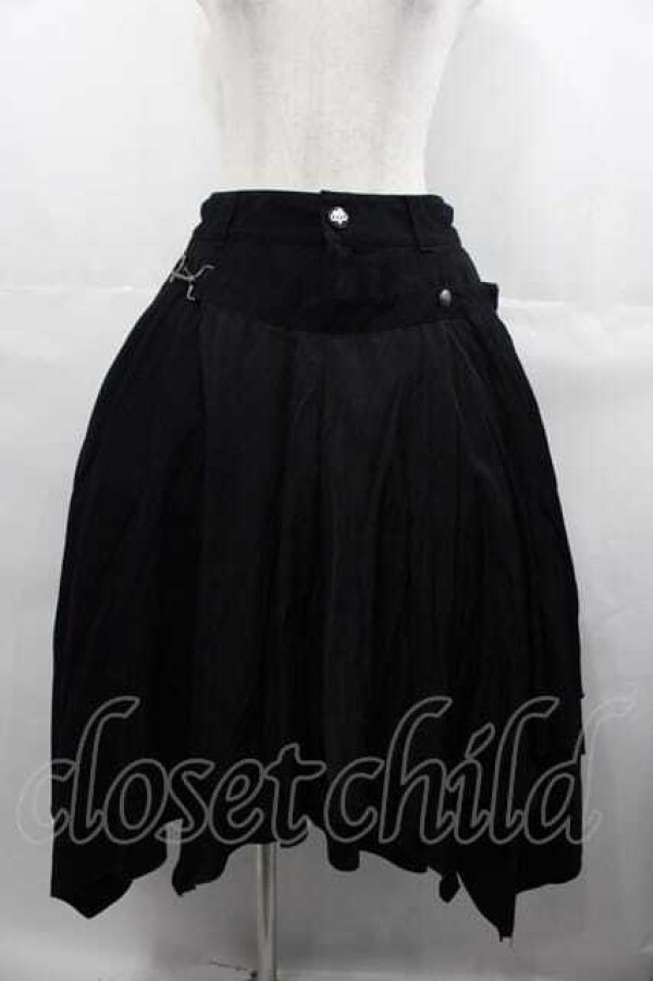 画像1: ALGONQUINS / チェーンフリル付きスカート  黒 I-25-07-16-093-AL-SK-HD-ZI (1)
