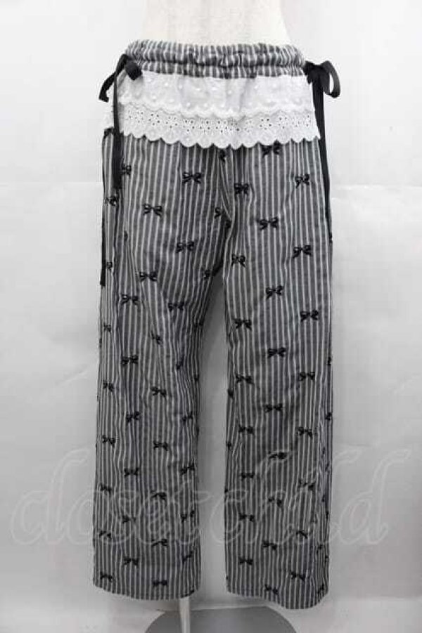 画像1: Candy Stripper / RIBBON STRIPE EASY PANTS  白Ｘ黒 I-25-07-16-099-PU-PA-HD-ZI (1)