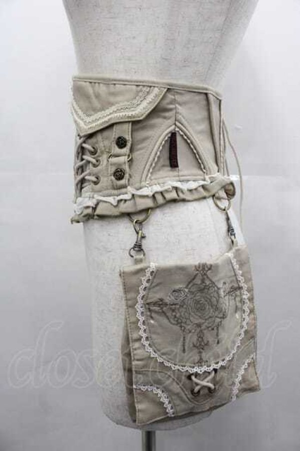 画像3: Ozz oneste / 薔薇刺繍ポーチ付きコルセット  ベージュ I-25-07-16-103-OO-ZA-HD-ZI (3)