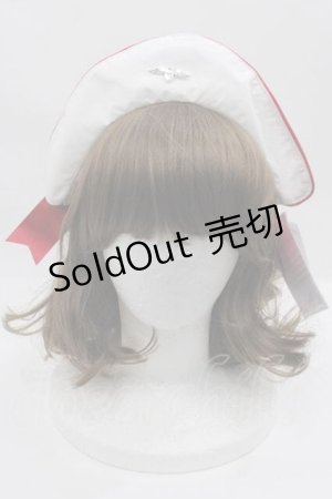 画像: metamorphose / Little Nurseキャップ風カチューシャ  白Ｘ赤 I-25-07-16-115-ME-AC-HD-ZI