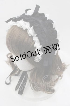画像: MARBLE / レースローズリボンフリルヘッドドレス  黒ｘ白 I-25-07-16-120-GO-AC-HD-ZI