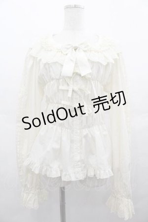 画像: metamorphose / 【プラスサイズ】綿レースシャーリング長袖ブラウス（丸襟）  キナリ I-25-07-16-002-ME-BL-HD-ZI