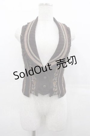 画像: Ozz oneste / 薔薇刺繍ベスト  ブラウン I-25-07-16-014-OO-TO-HD-ZI
