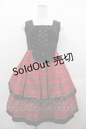 画像: Angelic Pretty / ハイウエストタータンプリーツジャンパースカート  黒Ｘ赤 I-25-07-16-034-AP-OP-HD-ZI