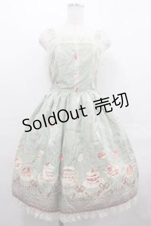 画像: Innocent World / パリのパティスリージャストウエストジャンパースカート  グリーンｘ生成り I-25-07-19-043-IW-OP-HD-ZI