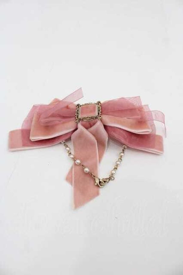 画像1: axes femme / 額縁デザインマスクリボン  ピンクＸ白Ｘゴールド I-25-07-19-068-AX-ZA-HD-ZI (1)