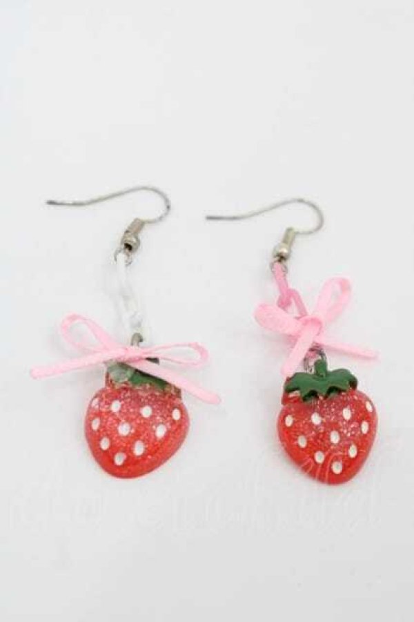 画像1: LOLITAその他(お買取対象外) / いちごモチーフピアス  赤Ｘシルバー I-25-07-19-081-LO-AC-HD-ZI (1)