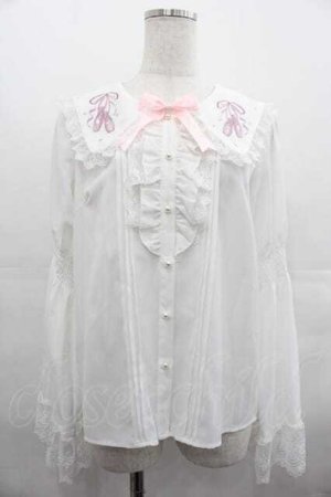 画像: Amavel / Prima Ballerinaフリルブラウス  白Ｘピンク I-25-07-19-002-CA-BL-HD-ZI