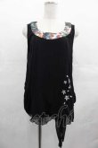 画像1: gouk / 和柄ラインサクラ刺繍ノースリーブトップス  黒Ｘシルバー I-25-07-19-032-GO-TO-HD-ZI (1)