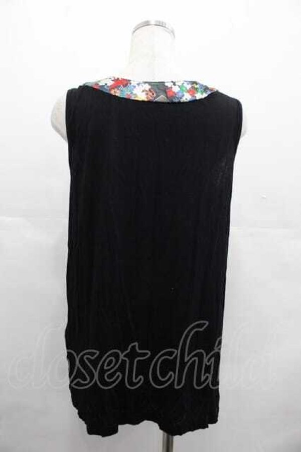 画像2: gouk / 和柄ラインサクラ刺繍ノースリーブトップス  黒Ｘシルバー I-25-07-19-032-GO-TO-HD-ZI (2)