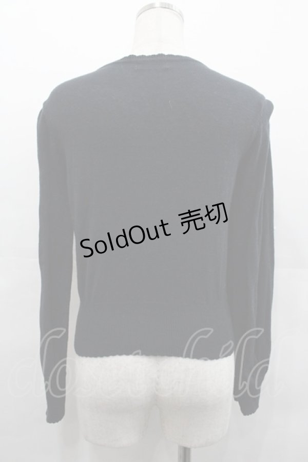 画像2: E hyphen world gallery / いちごリボン刺繍ニットカーディガン  黒Ｘ赤Ｘ白 I-25-07-23-007-LO-TO-HD-ZI (2)