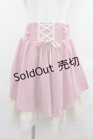 画像: axes femme POETIQUE / 編み上げ2カラーシフォンスカート  ピンクＸアイボリー I-25-07-23-087-AX-SK-HD-ZI