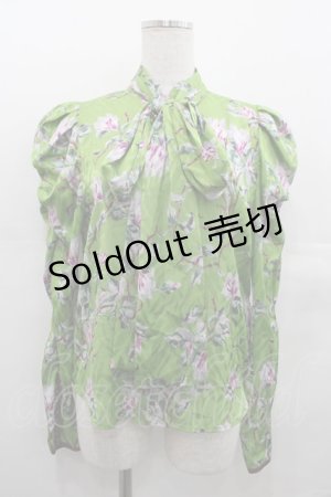 画像: Lily Brown / KEITA MARUYAMAコラボバリエーション柄ボウタイブラウス  グリーン I-25-07-23-024-EL-BL-HD-ZI