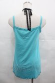 画像2: ALGONQUINS / 裾ロゴ刺繍キャミトップス  青Ｘ黒 I-25-07-23-026-AL-TO-HD-ZI (2)