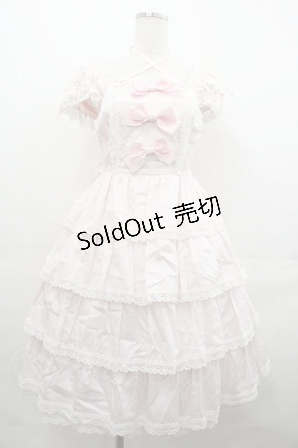 画像1: BABY,THE STARS SHINE BRIGHT / リボンミルキーシュガージャンパースカート  ピンクＸ白 I-25-07-23-032-BA-OP-HD-ZI (1)