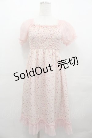 画像: MILK / ミニフラワーシフォン半袖ワンピース  ピンク I-25-07-27-062-ML-OP-HD-ZI