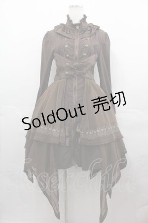 画像: OZZ ANGELO / 薔薇刺繍ナポレオンワンピース  ブラウン I-25-07-27-083-OO-OP-HD-ZI