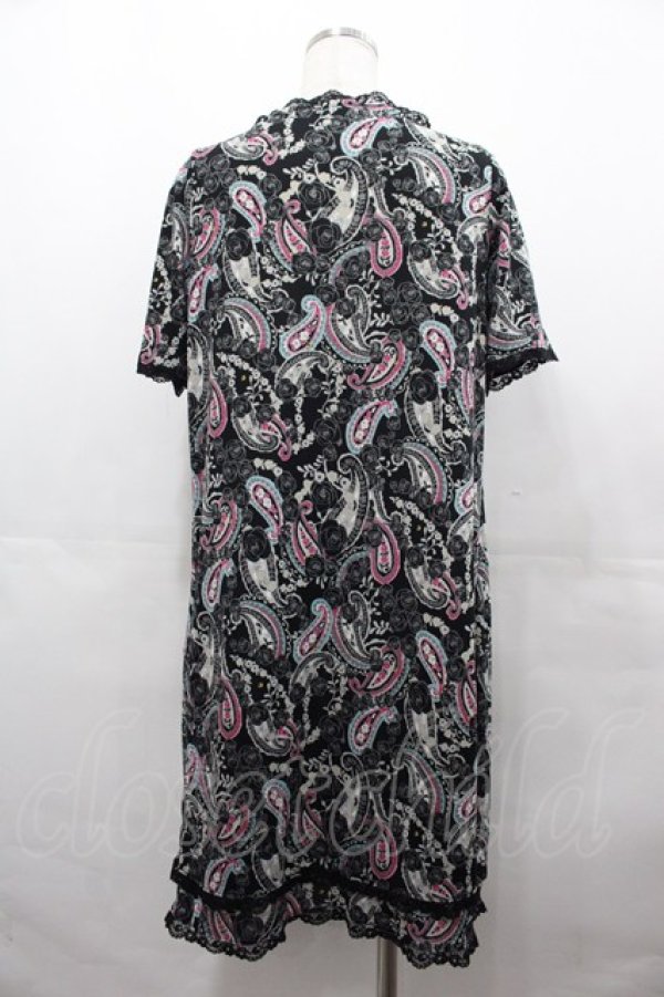 画像2: INGEBORG / ローズペイズリー総柄半袖チュニック  黒Ｘ白Ｘピンク I-25-07-27-085-LO-TO-HD-ZT077 (2)
